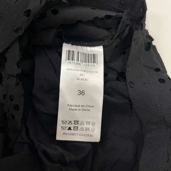 $428 NWOT See by Chloé Eyelet Top Lasercut Perforated Blouse Size 36 Black - Picture 10 of 14